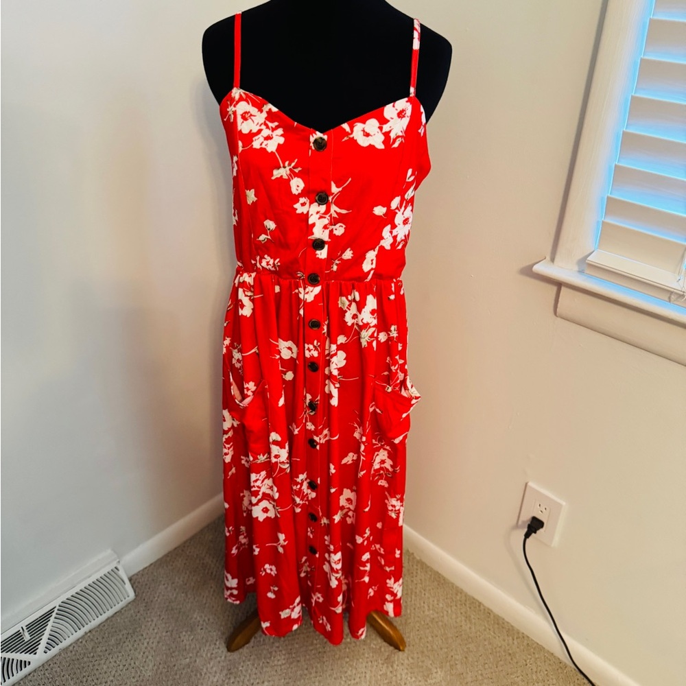 Floral Red Dress